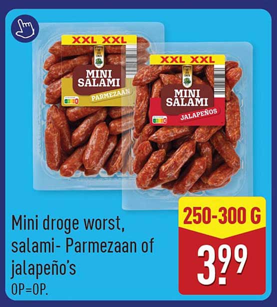 Mini droge worst, salami- Parmezaan of jalapeño's