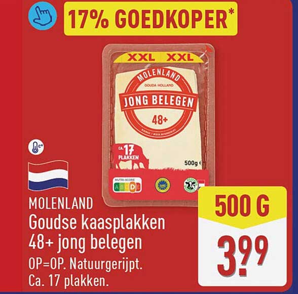 Molenland Goudse kaasplakken 48+ jong belegen 17% goedkoper*