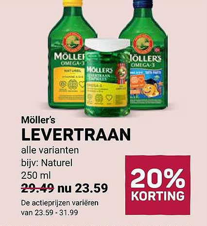 Möller’s LEVERTRAAN alle varianten bijv: Naturel 250 ml 20% KORTING