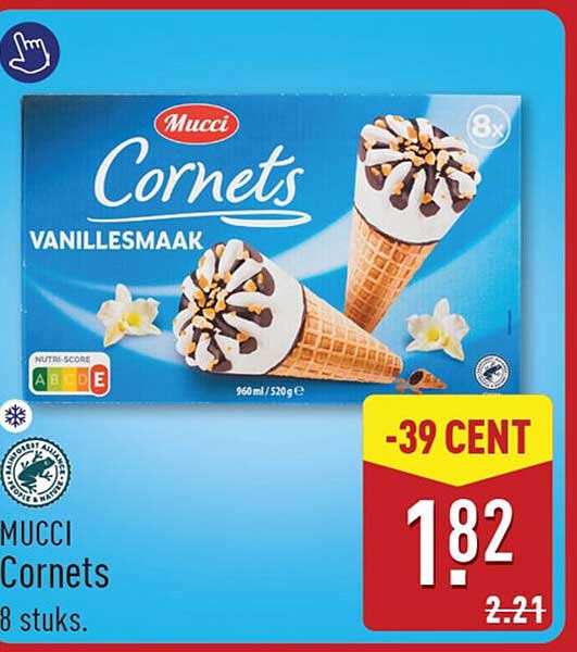 Mucci Cornets Vanillesmaak 8 stuks