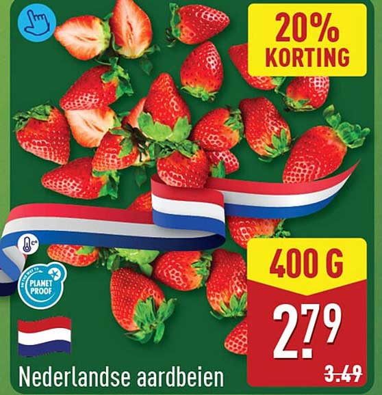 Nederlandse aardbeien 20% korting
