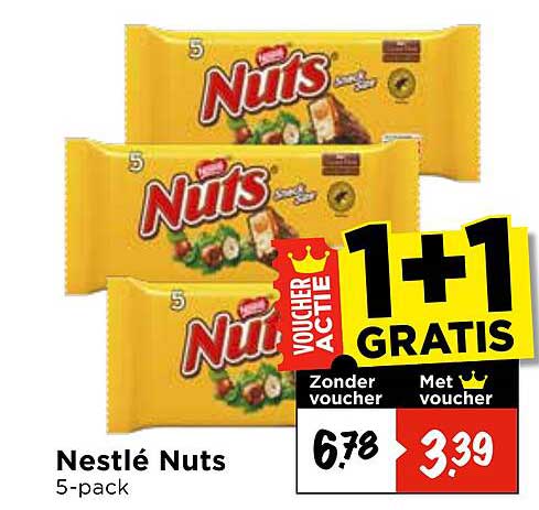 Nestlé Nuts 5-pack 1+1 GRATIS