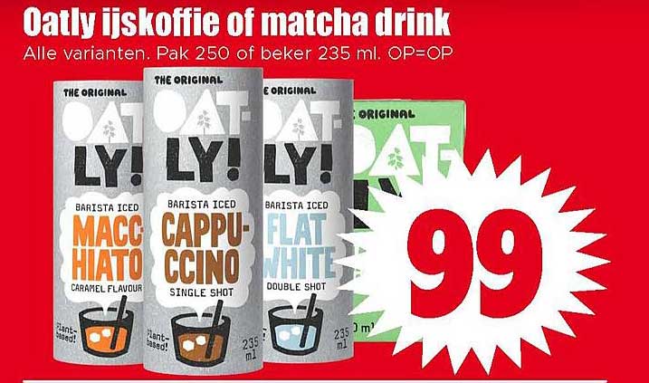 Oatly ijskoffie of matcha drink