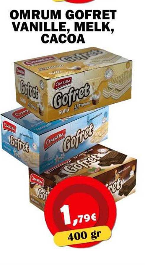 OMRUM GOFRET VANILLE, MELK, CACAO