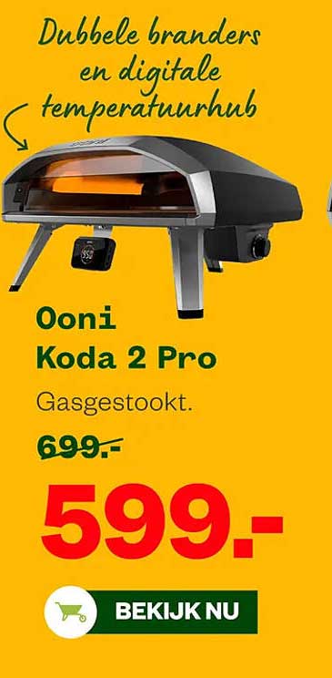 Ooni Koda 2 Pro Gasgestookt. Dubbele branders en digitale temperatuurnhurb