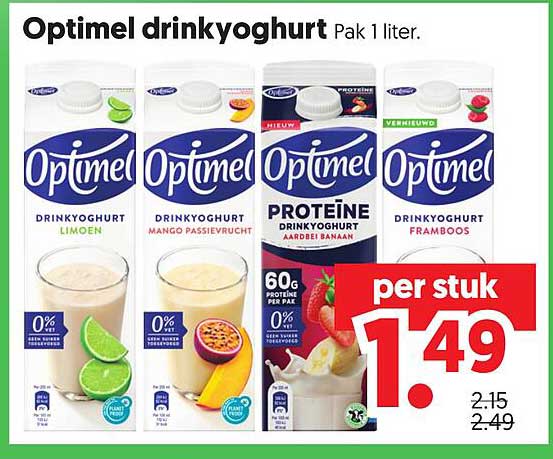Optimel drinkyoghurt Pak 1 liter.