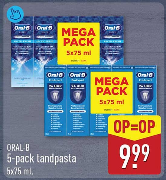 ORAL-B 5-pack tandpasta 5x75 ml. OP=OP