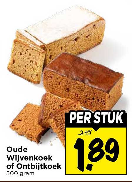 Oude Wijvenkoek of Ontbijtkoek 500 gram PER STUK