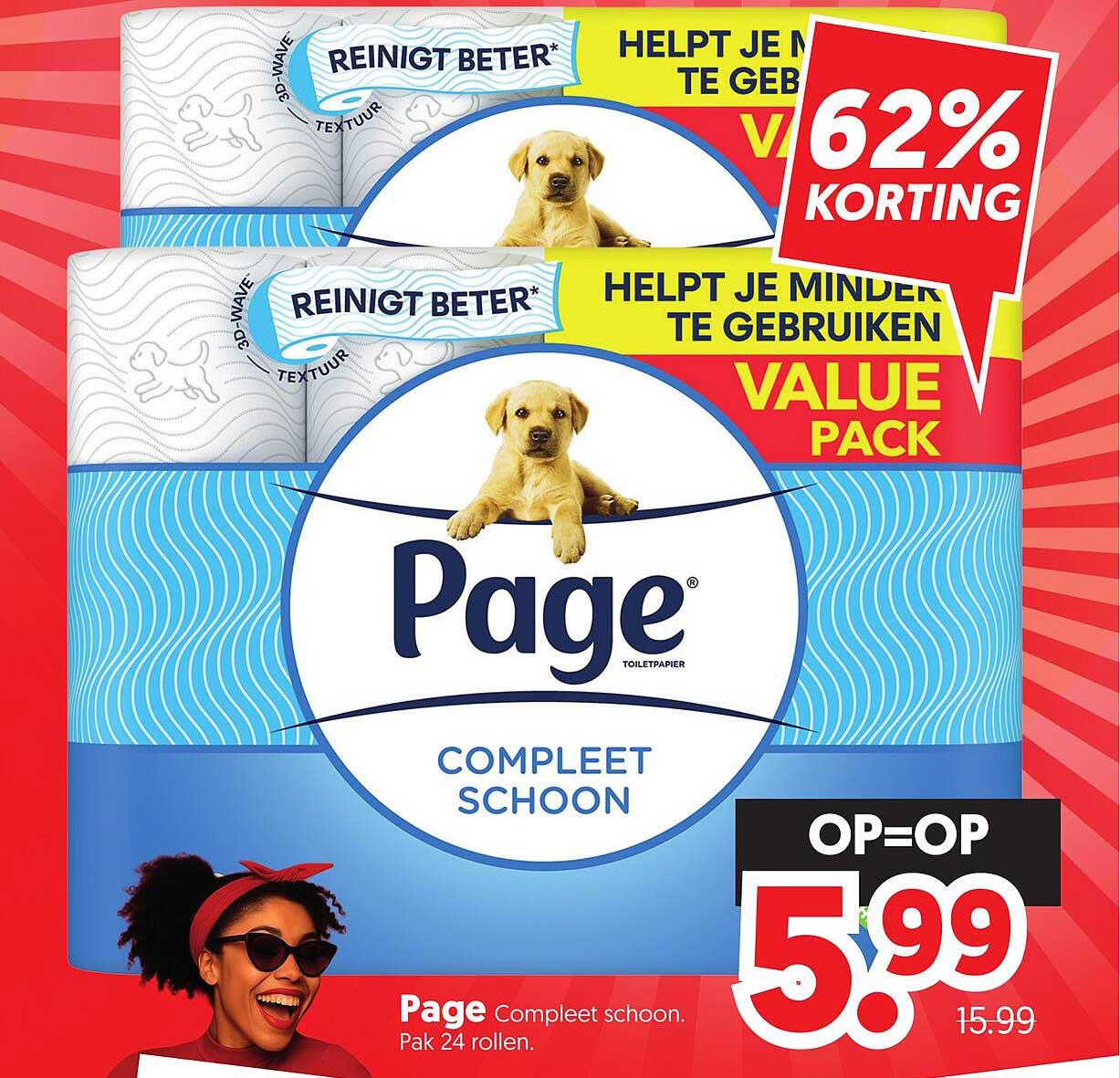 Page Compleet schoon. Pak 24 rollen. 62% korting