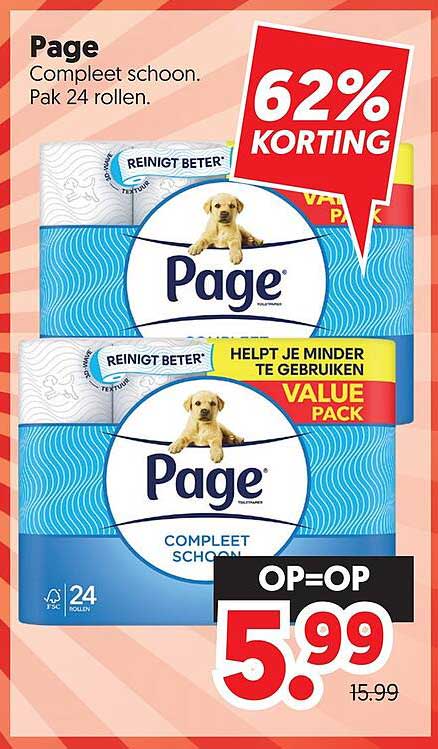 Page Compleet schoon. Pak 24 rollen. 62% KORTING