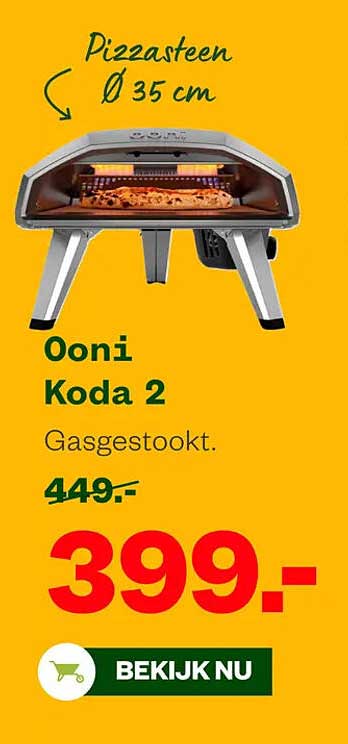 Pizzasteen Ø 35 cm Ooni Koda 2 Gasgestookt.