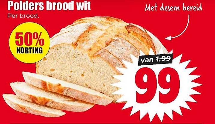 Polders brood wit Per brood. 50% KORTING