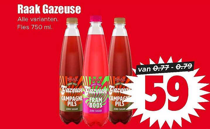 Raak Gazeuse Alle varianten. Fles 750 ml.