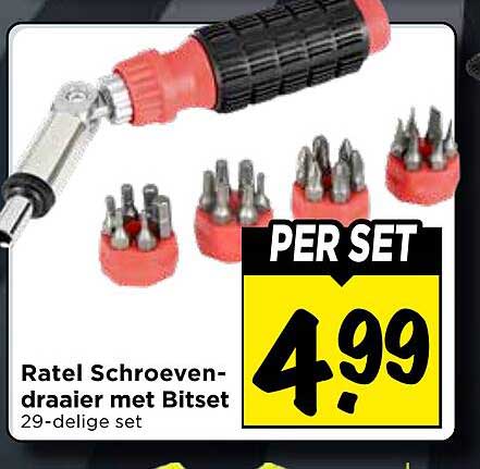 Ratel Schroevendraaier met Bitset 29-delige set PER SET