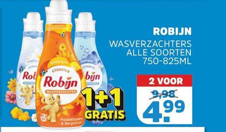 Robijn Wasverzachters alle soorten 750-825ml 1+1 gratis