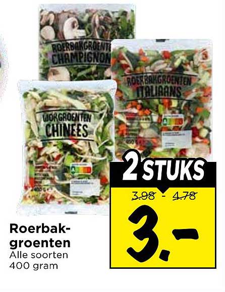 Roerbakgroenten Alle soorten 400 gram 2 stuks