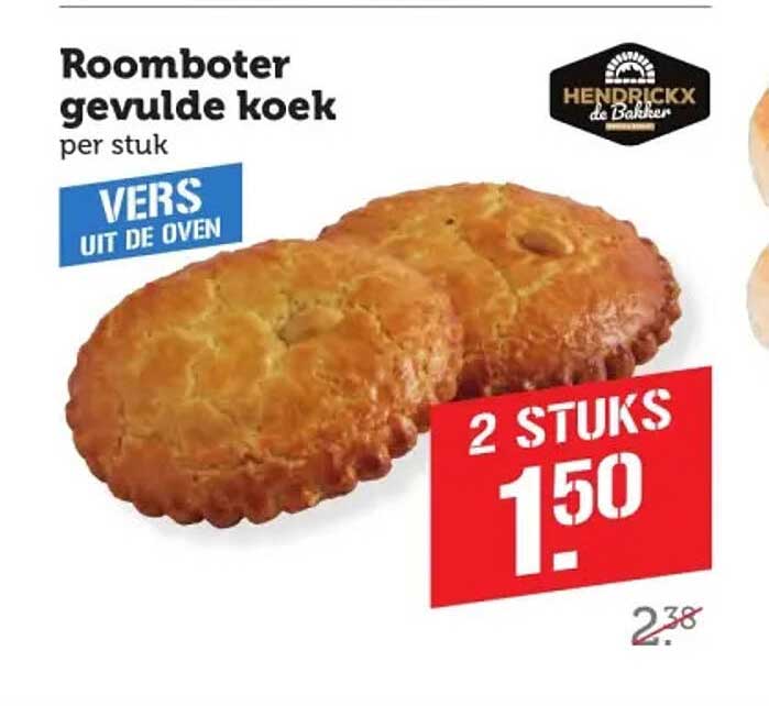 Roomboter gevulde koek per stuk 2 STUKS 1.50