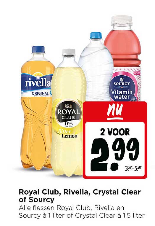 Royal Club, Rivella, Crystal Clear of Sourcy 2 voor 2.99