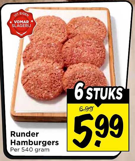 Runder Hamburgers 6 STUKS