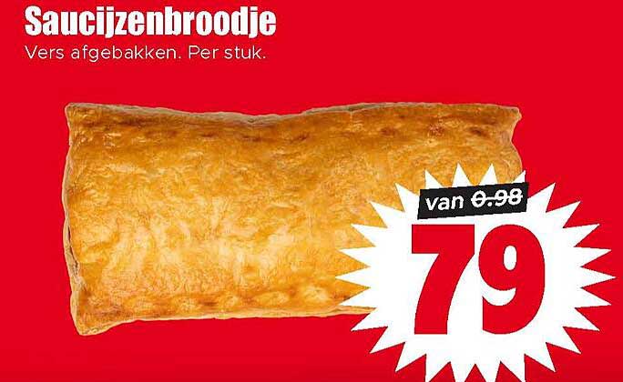 Saucijzenbroodje Vers afgebakken. Per stuk.