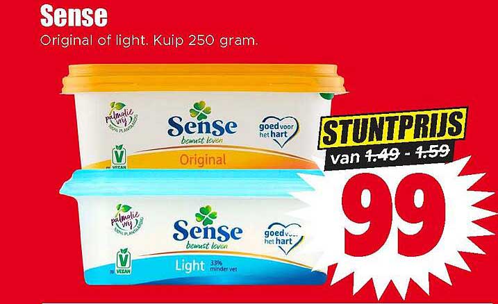 Sense Original of light, Kuip 250 gram. STUNTPRIJS