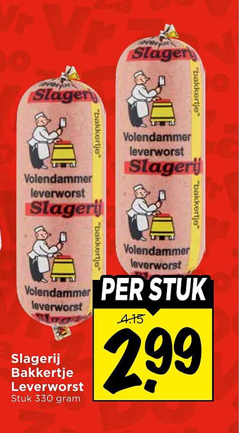 Slagerij Bakkertje Leverworst Stuk 330 gram PER STUK