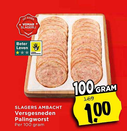 SLAGERS AMBACHT Versgesneden Palingworst