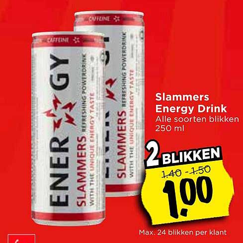Slammers Energy Drink Alle soorten blikken 250 ml 2 blikken