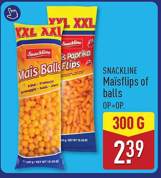 Snackline Maïsflips of balls OP=OP 300 G