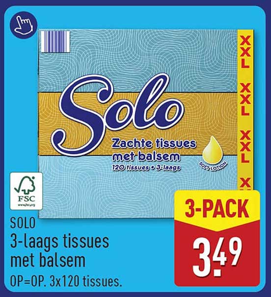 SOLO 3-laags tissues met balsem 3-PACK