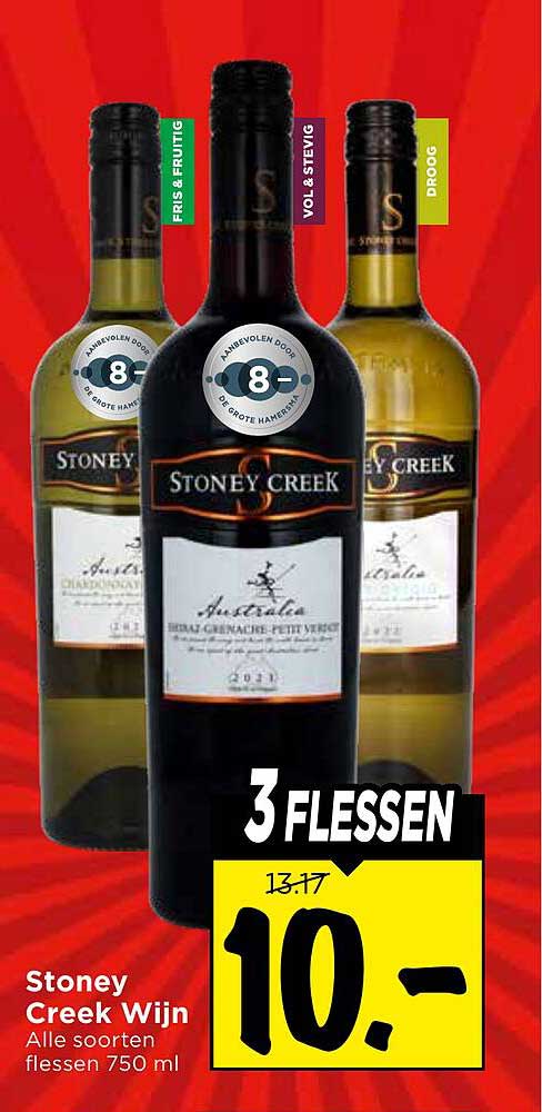 Stoney Creek Wijn Alle soorten flessen 750 ml 3 flessen