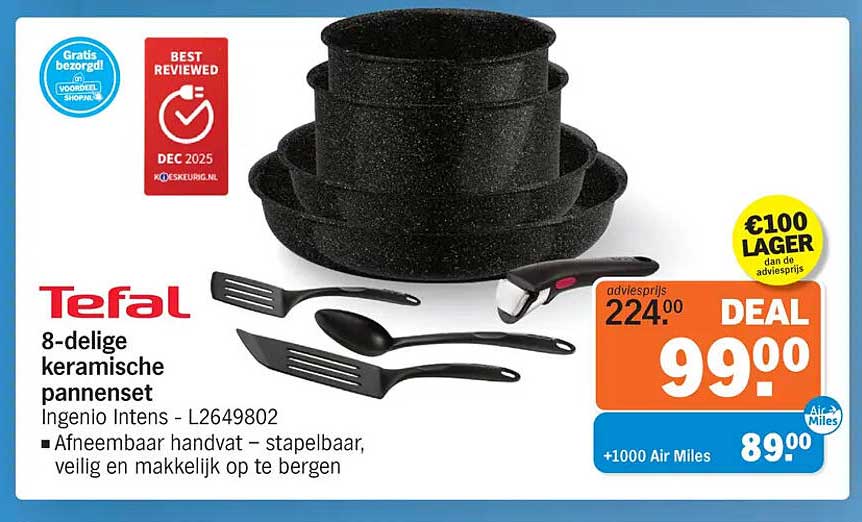 Tefal 8-delige keramische pannenset Ingenio Intens - L2649802