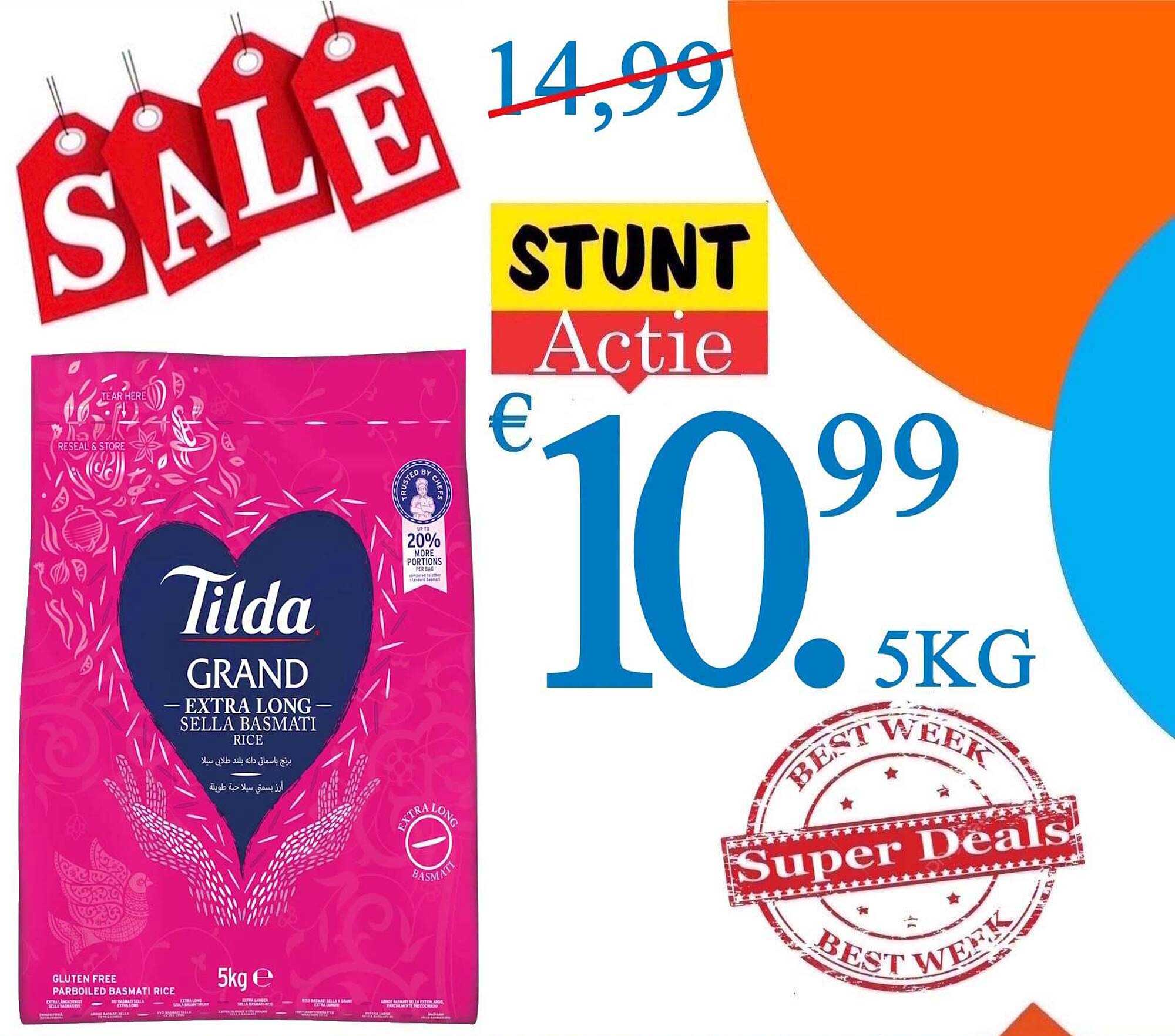 Tilda Grand Extra Long Sella Basmati Rice 5kg STUNT Actie