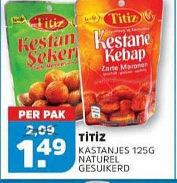 TITIZ KASTANJES 125G NATUREL GESUIKERD