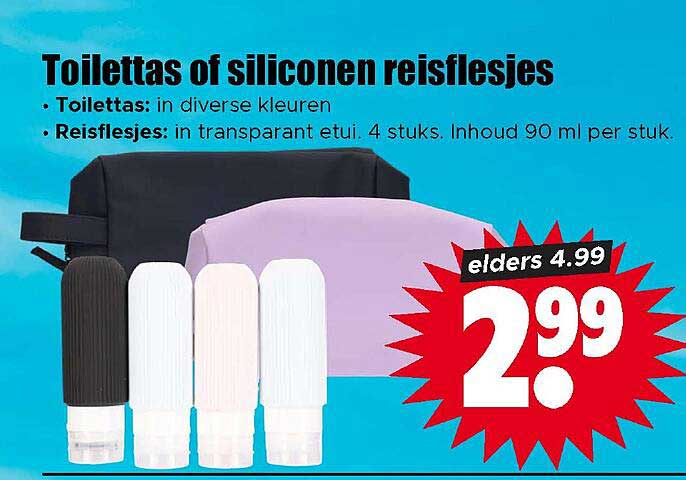 Toilettas of siliconen reisflesjes
