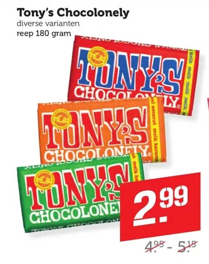 Tony's Chocolonely diverse varianten reep 180 gram