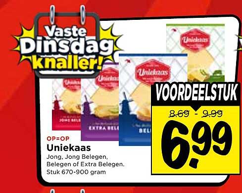 Uniekaas Jong, Jong Belegen, Belegen of Extra Belegen. Stuk 670-900 gram VOORDEELSTUK