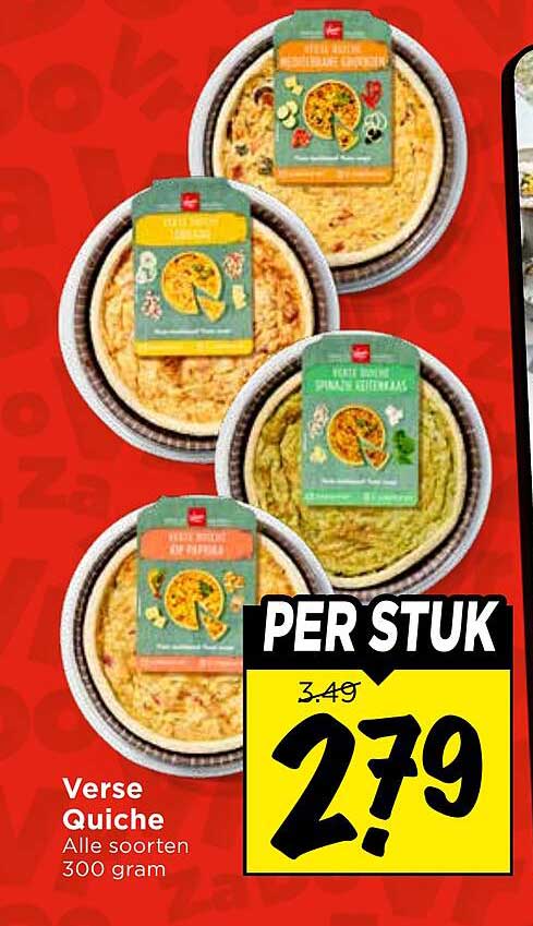 Verse Quiche Alle soorten 300 gram PER STUK