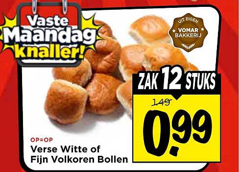 Verse Witte of Fijn Volkoren Bollen ZAK 12 STUKS