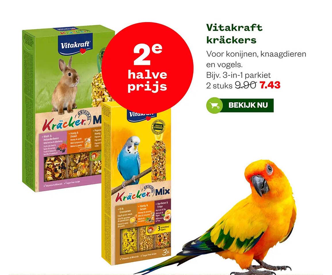 Vitakraft kräckers 2e halve prijs