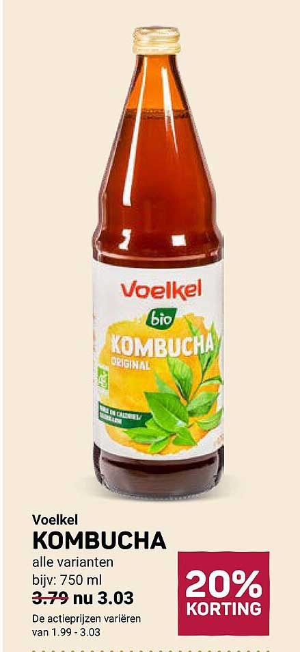 Voelkel KOMBUCHA alle varianten bijv: 750 ml 20% KORTING