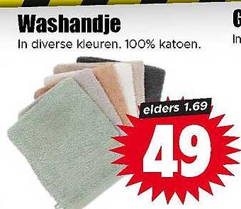 Washandje In diverse kleuren. 100% katoen.