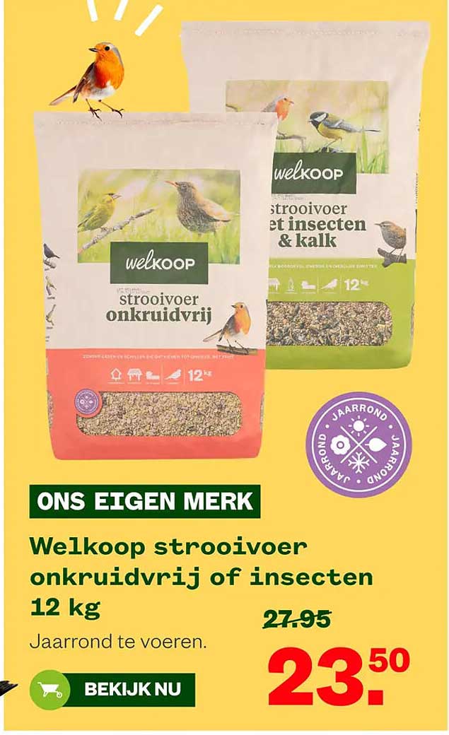 Welkoop strooivoer onkruidvrij of insecten 12 kg