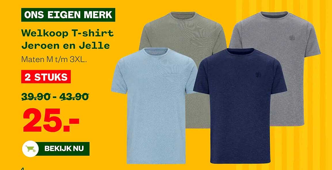 Welkoop T-shirt Jeroen en Jelle Maten M t/m 3XL. 2 STUKS