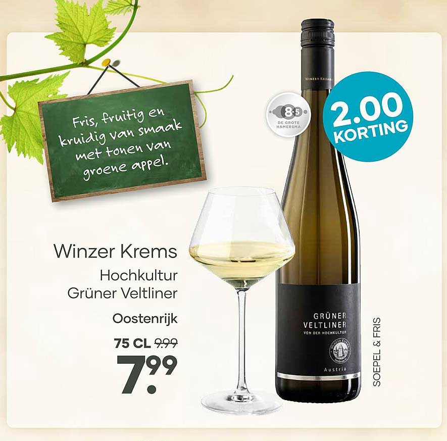 Winzer Krems Hochkultur Grüner Veltliner Oostenrijk 75 CL 2.00 korting