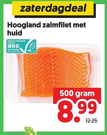 zaterdagdeal Hoogland zalmfilet met huid
