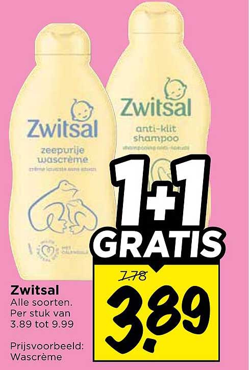 Zwitsal Alle soorten. 1+1 GRATIS