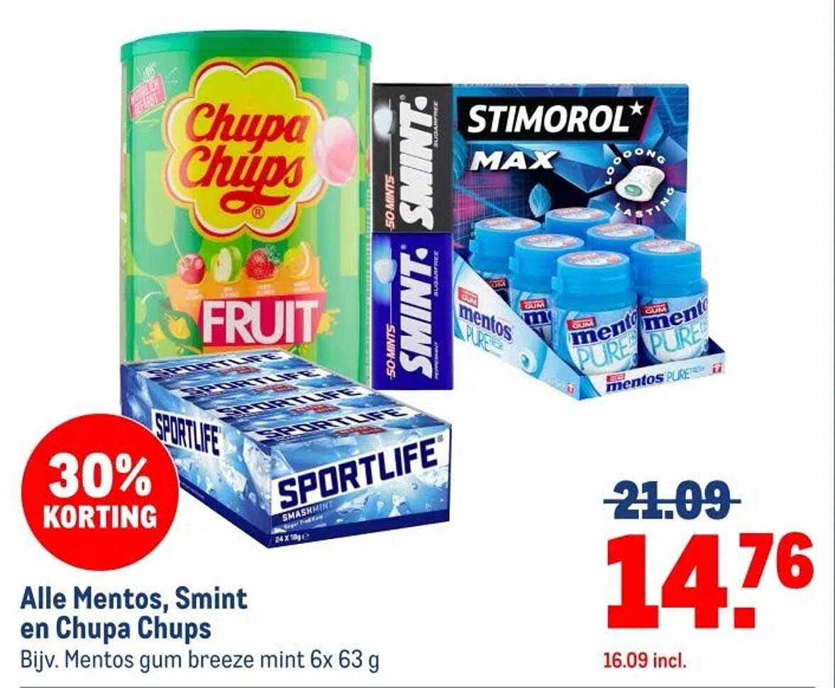 Alle Mentos, Smint en Chupa Chups