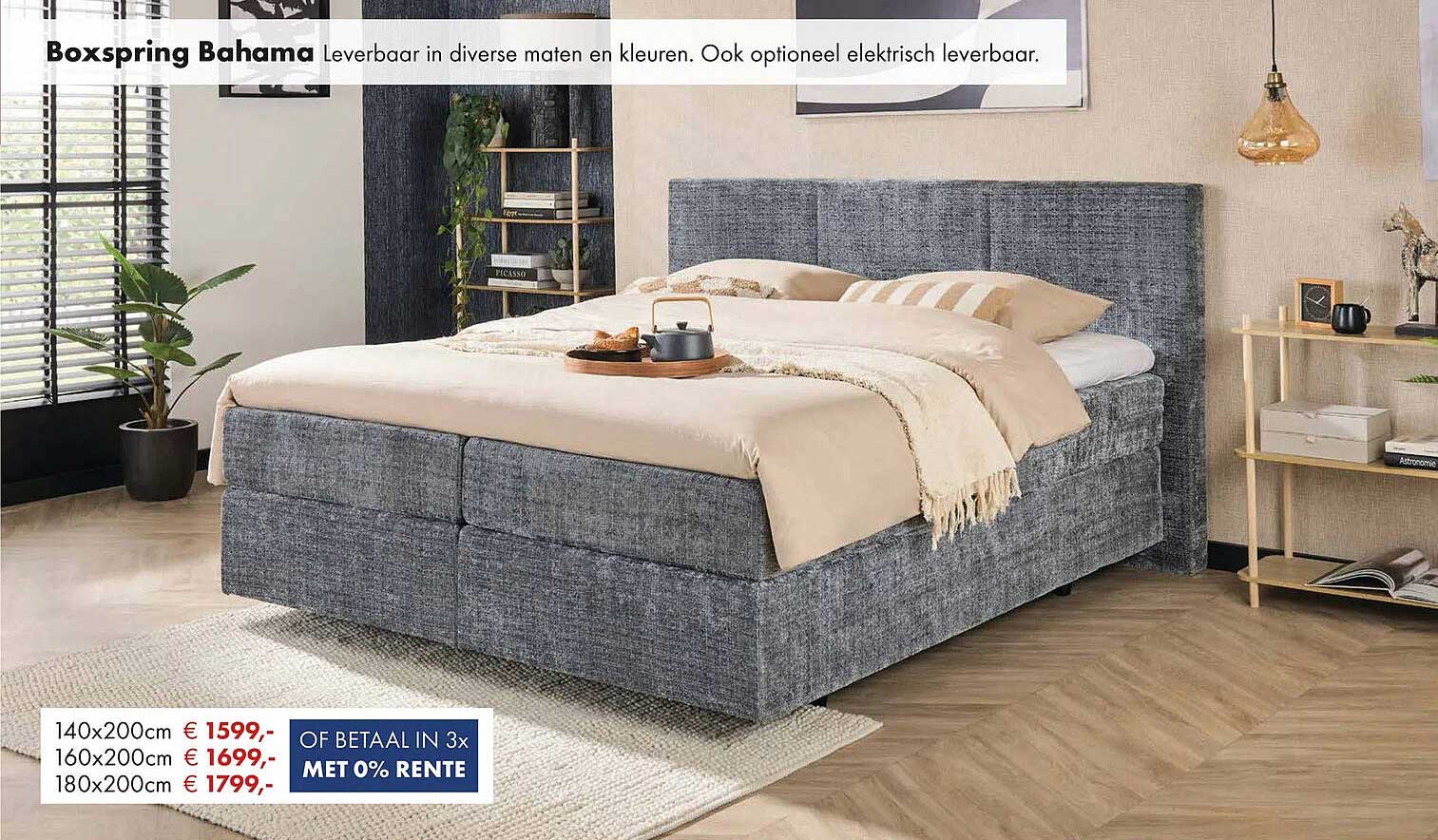 Boxspring Bahama Leverbaar in diverse maten en kleuren. Ook optioneel elektrisch leverbaar.