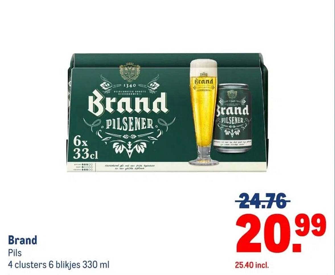 Brand Pils 4 clusters 6 blikjes 330 ml